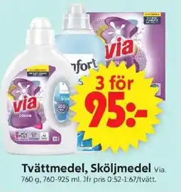 ICA Supermarket VIA Tvättmedel, sköljmedel erbjuda