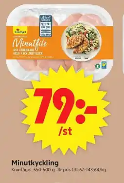 ICA Supermarket KRONFÅGEL Minutkyckling erbjuda