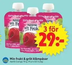 ICA Supermarket NESTLÉ Min frukt & gröt klämpåsar erbjuda