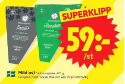 ICA Supermarket SKÅNEMEJERIER Mild ost erbjuda