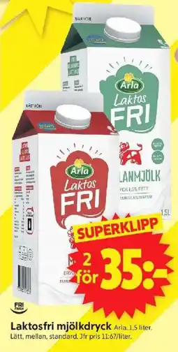 ICA Supermarket ARLA Laktosfri mjölkdryck erbjuda