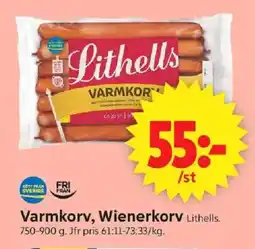 ICA Supermarket LITHELLS Varmkorv, wienerkorv erbjuda