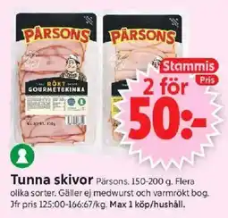 ICA Supermarket PÄRSONS Tuna skivor erbjuda