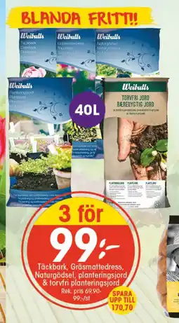 EKO Täckbark, gräsmattedress, naturgödsel, planteringsjord erbjuda