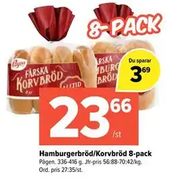 Coop Extra Hamburgerbröd/Korvbröd 8-pack erbjuda
