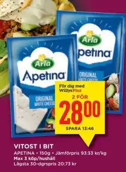 Willys Apetina Original White Cheese erbjuda