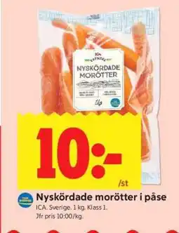 ICA Supermarket Nyskördade morötter i påse erbjuda