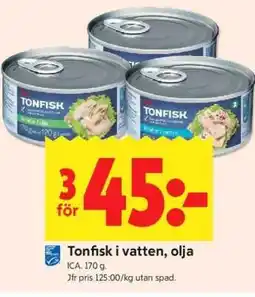 ICA Supermarket Tonfisk i vatten, olja erbjuda