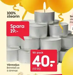 Rusta Värmeljus erbjuda