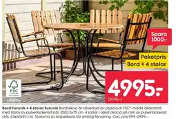 Rusta Bord Furuvik + 4 stolar Furuvik erbjuda