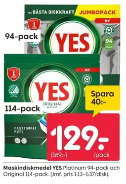 Rusta YES Maskindiskmedel erbjuda