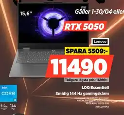 Power Lenovo LOQ Essentiell Smidig 144 Hz gamingskärm 83SC001BMX erbjuda