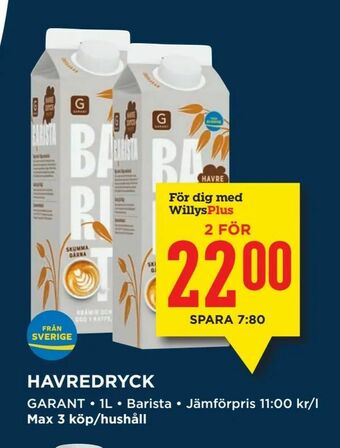 Willys Havredryck erbjuda