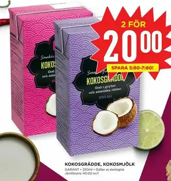 Willys Kokosgrädde, kokosmjölk erbjuda
