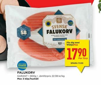Willys Hemma Falukorv erbjuda