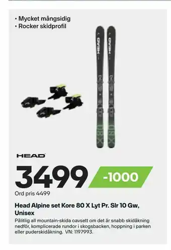 XXL Head Alpine set Kore 80 X Lyt Pr. Slr 10 Gw, Unisex erbjuda