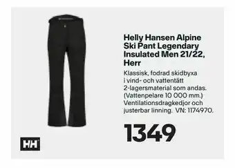 XXL Helly Hansen Alpine Ski Pant Legendary Insulated Men 21/22, Herr erbjuda