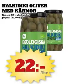 Bonum Matmarknad GARANT Halkidiki oliver med kärnor erbjuda