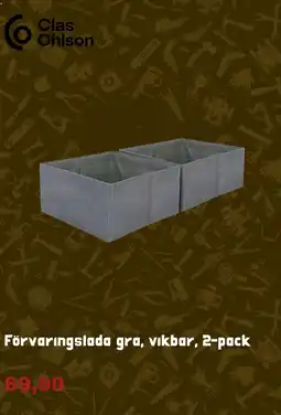 Clas Ohlson Förvaringslada gra, vikbar, 2-pack erbjuda