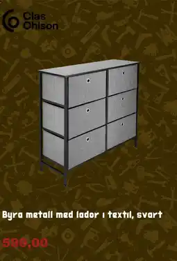 Clas Ohlson Byra metall med lador i textil, svart erbjuda