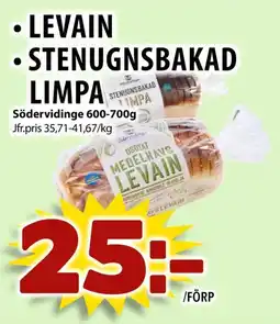 Matvärlden Tensta Södervidinge Levain • stenugnsbakad limpa erbjuda