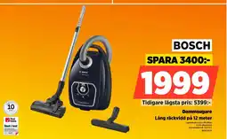 Power Bosch dammsugare lång räckvidd på 12 meter erbjuda