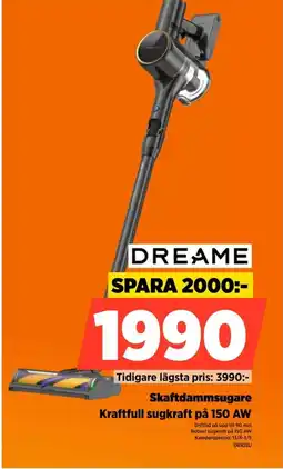 Power Skaftdammsugare kraftfull sugkraft på 150 aw erbjuda