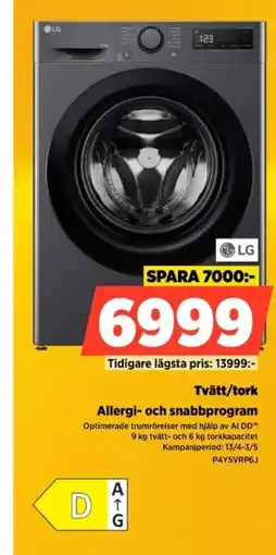 Power Tvätt/tork Allergi- och snabbprogram erbjuda