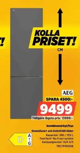 Power AEG Kombinerad kyl/frys GreenZone+ och ExtraChill-lådor erbjuda