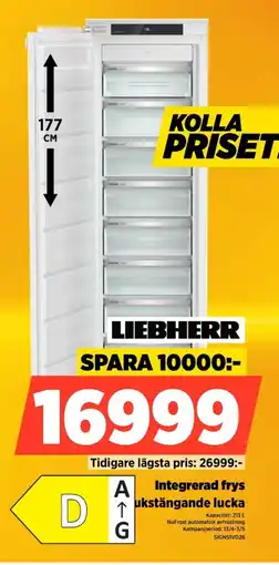 Power Liebherr integrerad frys ukstängande lucka erbjuda