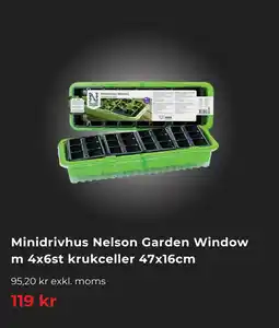 Granngården Minidrivhus Nelson Garden Window m 4x6st krukceller erbjuda