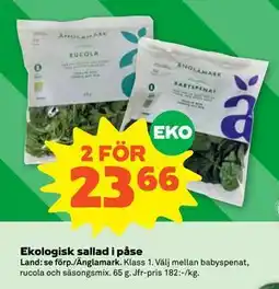 Stora Coop Ekologisk sallad i påse erbjuda