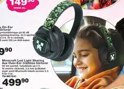Lekextra Minecraft Led Light Sharing Aux Over-Ear trådlösa hörlurar erbjuda