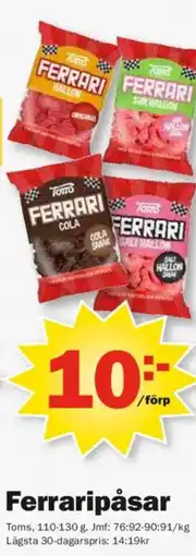 Pekås Toms Ferraripåsar erbjuda