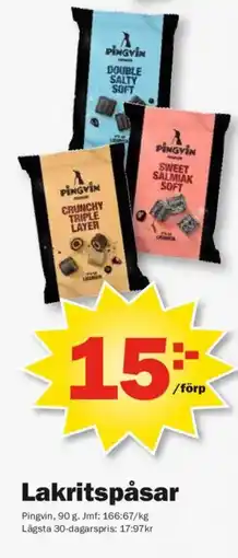 Pekås Pingvin Lakritspåsar erbjuda