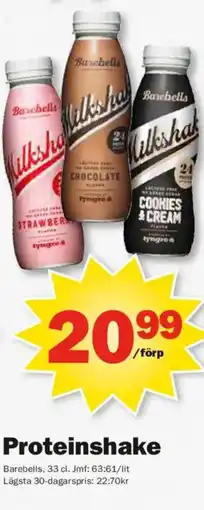 Pekås Barebells Proteinshake erbjuda