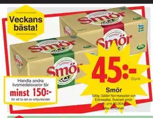 Matöppet Smör erbjuda