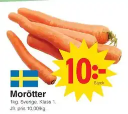Matöppet Morötter erbjuda