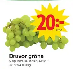 Matöppet Druvor gröna erbjuda