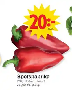 Matöppet Spetspaprika erbjuda