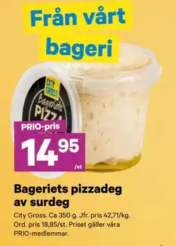 City Gross Bageriets pizzadeg av surdeg, Pris i appen erbjuda