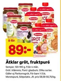 City Gross Ätklar gröt, fruktpuré erbjuda