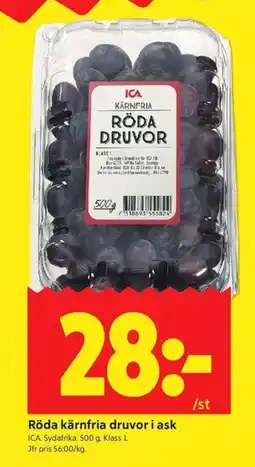 ICA Kvantum ICA Röda kärnfria druvor i ask erbjuda