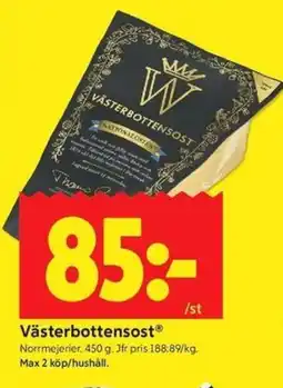 ICA Kvantum NORMEJERIER Västerbottensost erbjuda