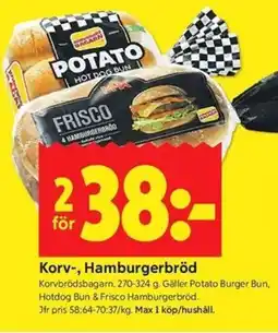 ICA Kvantum KORVBRÖDSBAGARN Korv-, hamburgerbröd erbjuda