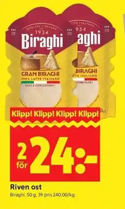 ICA Kvantum BIRAGHI Riven ost erbjuda
