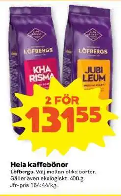Coop Hela kaffebönor erbjuda