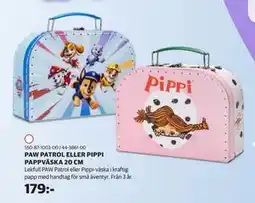 Lekia PAW PATROL ELLER PIPPI PAPPVÄSKA 20 CM erbjuda