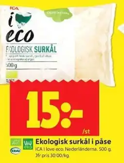 ICA Kvantum ICA Ekologisk surkål i påse erbjuda