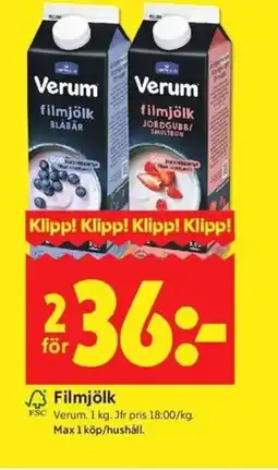 ICA Kvantum Verum Filmjölk erbjuda